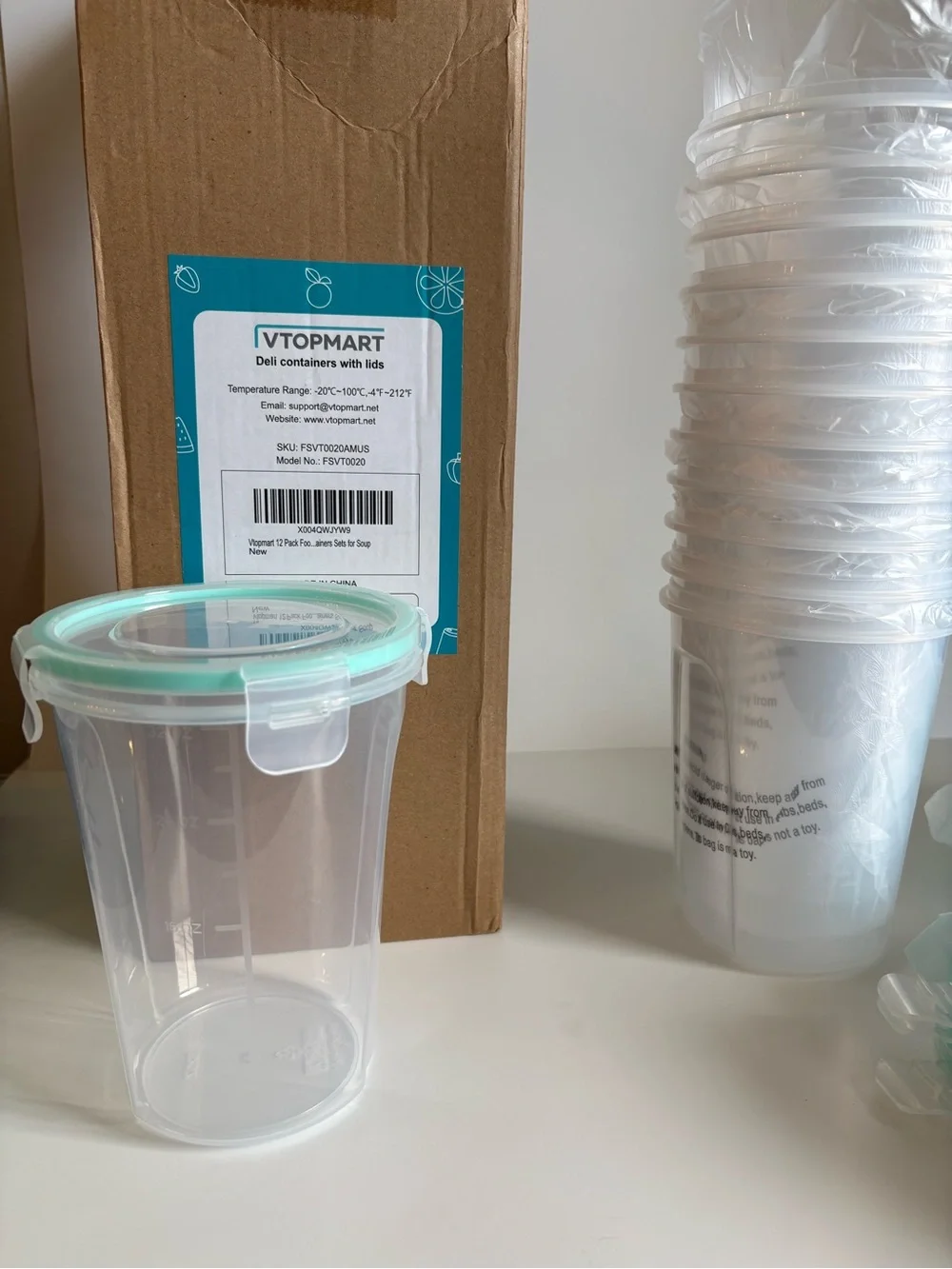 Clear Meal Prep Containers with Mint Green Lids - 12 Pack